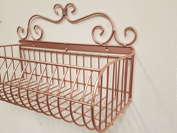 Fruteira de Parede em Arabesco Frente Arredondada Rose Gold 40x20cm