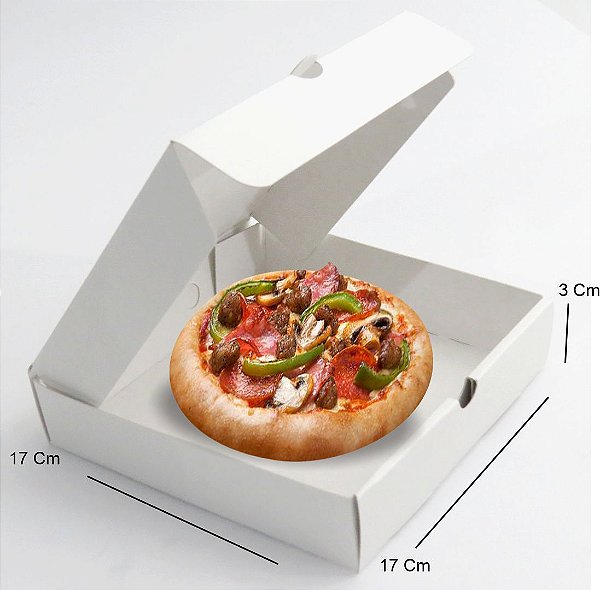 Caixa Embalagem Mini Pizza (17x17x3cm) 50 Unidades Branco