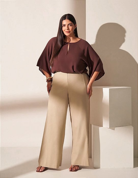 Calça Reta Com Vinco