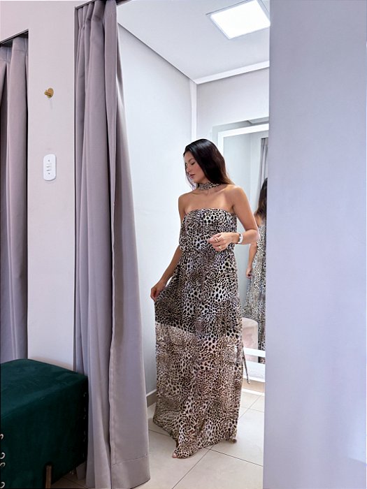 Vestido Chiffon Onça