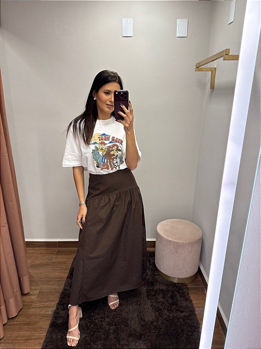 Saia Midi com Franzidos