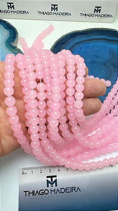 FIO DE PEDRA 8MM JADE ROSA O FIO Tudo para Montagem de Joias e
