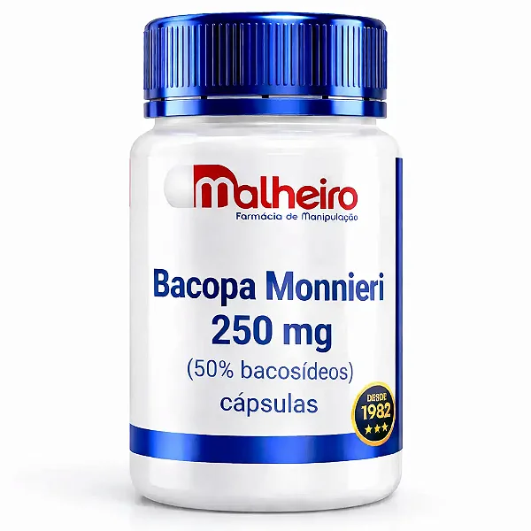 Bacopa Monnieri 250 mg – (50% Bacosídeos)  Concentração e Memória