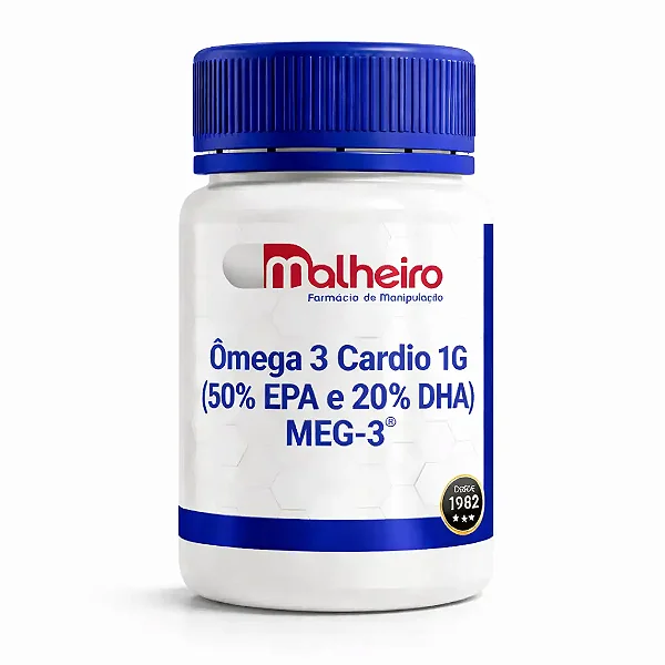Ômega Cardio 1G (50% EPA e 20% DHA) – Alta Concentração com Certificação MEG-3®