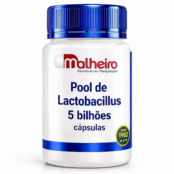 Probiótico Pool de Lactobacillus 5 Bilhões – 5 Cepas - Equilíbrio Intestinal e Imunidade
