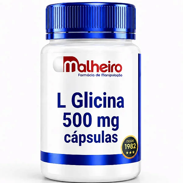 Glicina 500 mg Cápsulas – Aminoácido para Relaxamento, Sono e Recuperação Muscular | Farmácia Malheiro