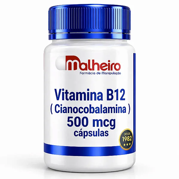 Vitamina B12 (Cianocobalamina) 500 mcg – Suporte Diário para Energia e Funções Neurológicas