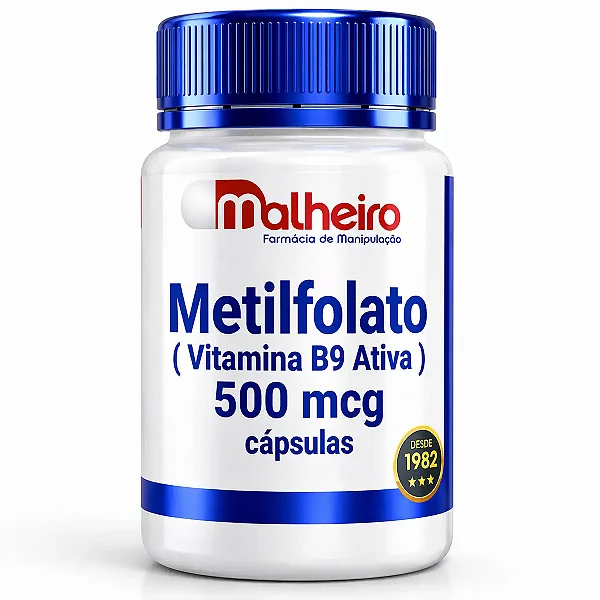 Metilfolato 500 mcg – Suplementação de Vitamina B9 Ativa com Alta Qualidade