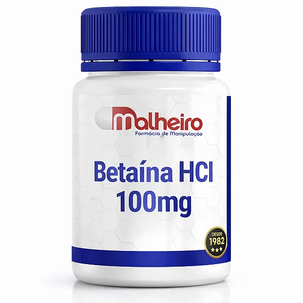 Betaína HCl 100 mg – Auxílio leve e seguro para a digestão