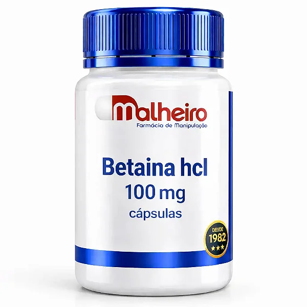 Betaína HCl 100 mg – Auxílio leve e seguro para a digestão