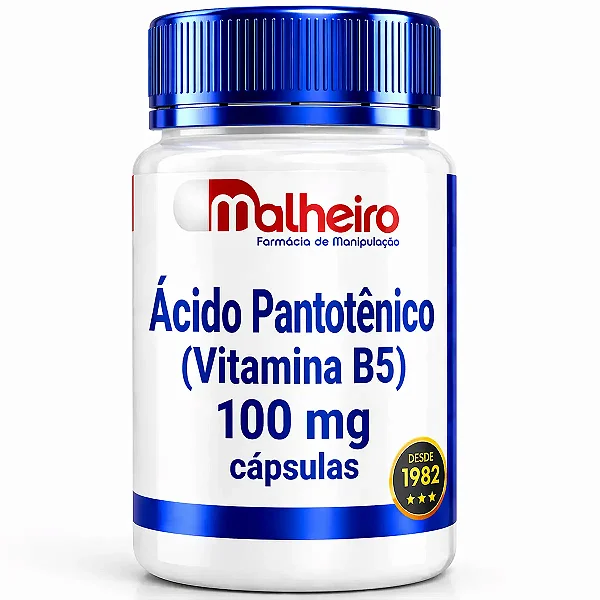 Ácido Pantotênico (Vitamina B5) 100 mg – Suporte Diário para Energia e Saúde da Pele
