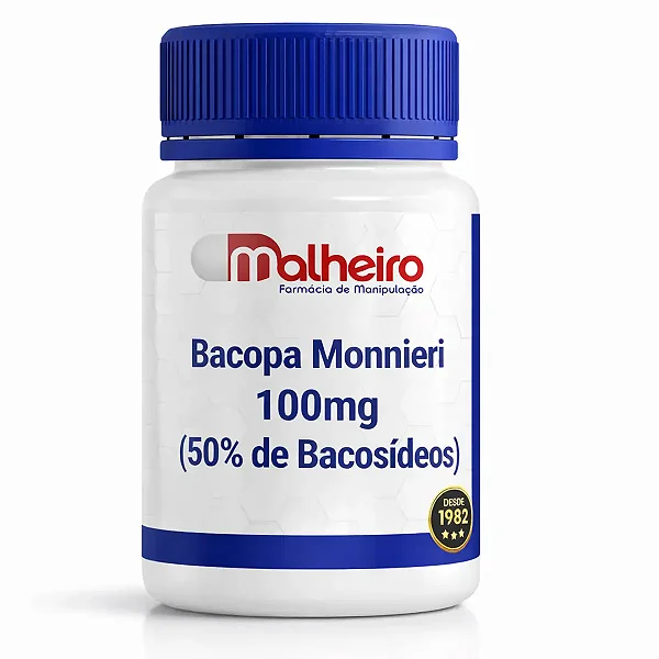 Bacopa Monieri 100 mg (50% de Bacosídeos) Cápsulas