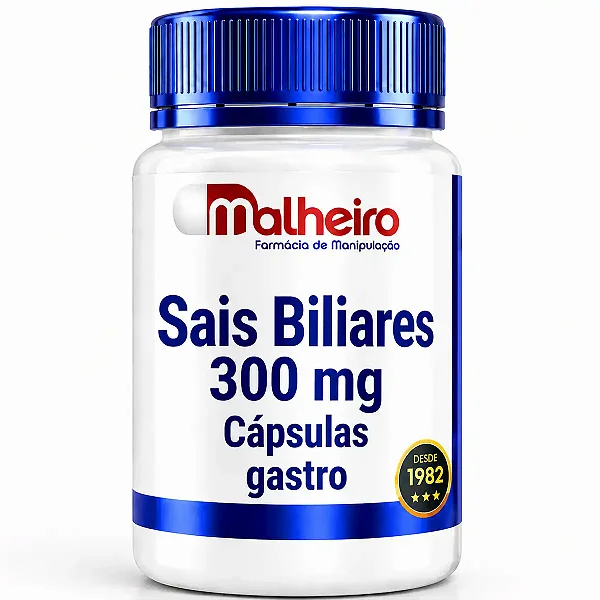 Sais Biliares 300 mg – Cápsulas Gastro Resistentes - Digestão de Gorduras