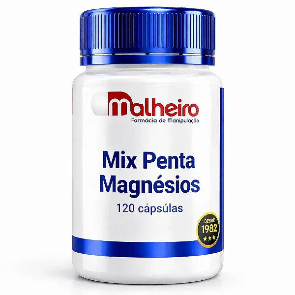 Mix Penta Magnésios 580 mg 120 Cápsulas – Equilíbrio Mineral Avançado