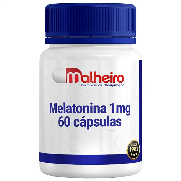 Melatonina 1 mg 60 cápsulas – Suplemento natural que auxilia no sono e insônia