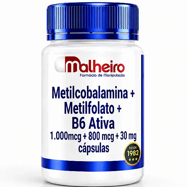 Metilcobalamina 1000 mcg + Metilfolato 800 mcg+ Vitamina B6 Ativa (P5P) 30 mg - Suporte Avançado de Energia, Humor e Clareza Mental