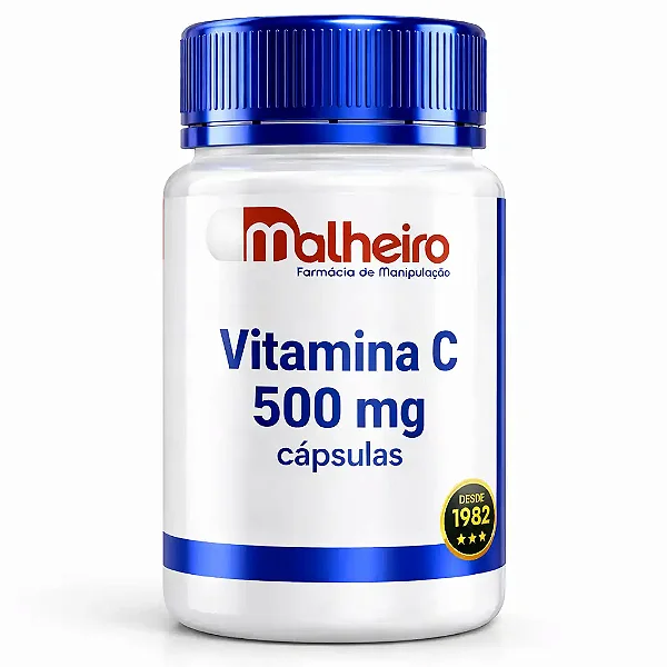 Vitamina C 500 mg em Cápsulas | Imunidade e Antioxidante | Farmácia Malheiro