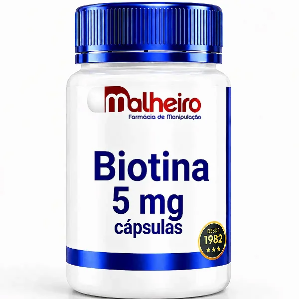 Biotina 5 mg – Suplemento para Fortalecimento de Cabelos, Unhas e Pele