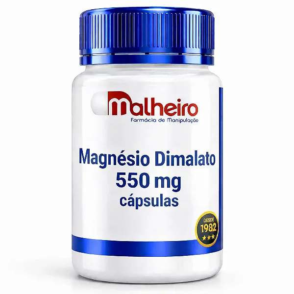 Magnésio Dimalato 550 mg – Alta biodisponibilidade, energia, desempenho e 165 mg de magnésio elementar