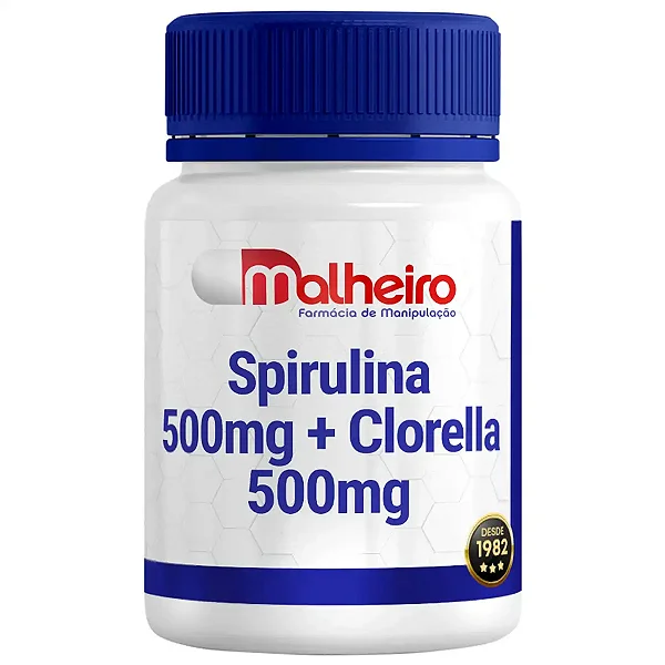 Spirulina 500 mg + Clorella 500 mg – Suporte Nutricional Natural | Farmácia Malheiro