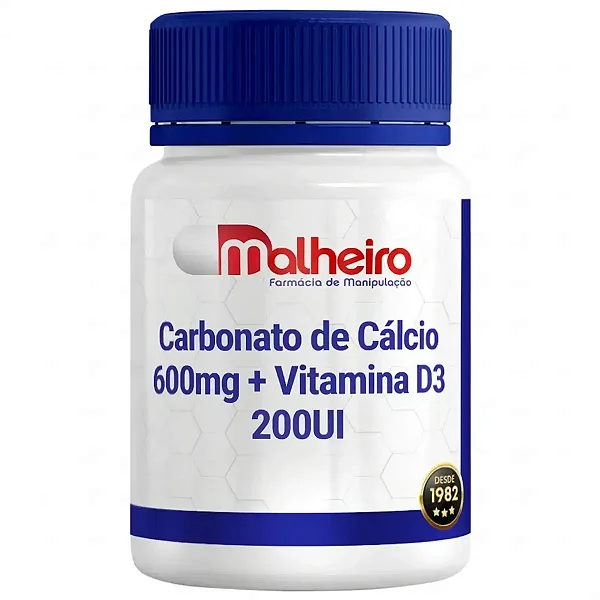 Carbonato de Cálcio 600 mg + Vitamina D3 200 UI – Cuidado Diário com Seus Ossos
