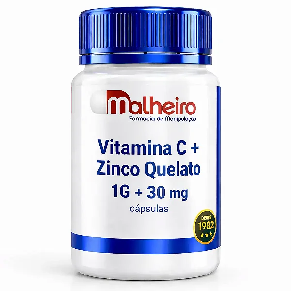 Vitamina C 1G + Zinco Quelado 30 mg – Cápsulas para Imunidade e Bem-estar Diário