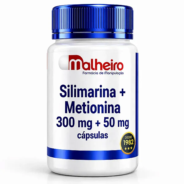 Silimarina 300 mg + Metionina 50 mg – Fígado Saudável e Protegido