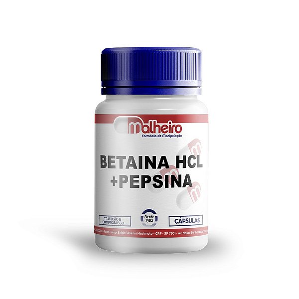 Betaína HCL 300 mg + Pepsina 40 mg cápsulas