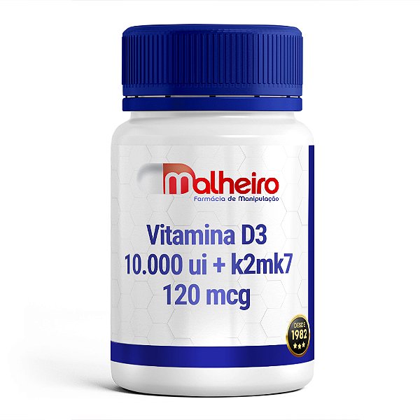 Vitamina D3 10.000 UI + Vitamina K2 MK7 120mcg Cápsulas – Saúde e Vitalidade