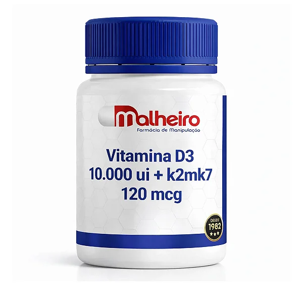 Vitamina D3 10.000 UI + Vitamina K2 MK7 120 mcg – Ossos, Imunidade e Vitalidade
