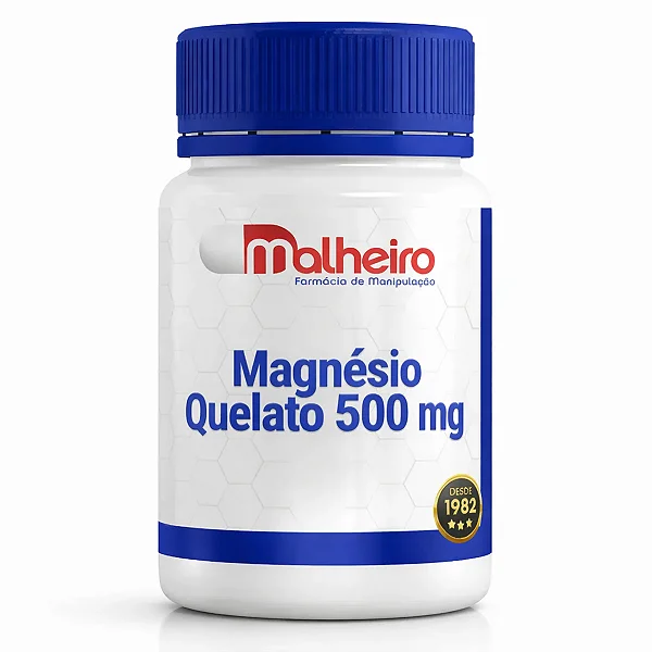Magnésio Quelato 500 mg - Suplemento de Alta Absorção para Saúde Óssea, Muscular e Mental