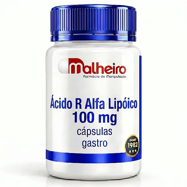 Ácido R Alfa Lipóico 100 mg Cápsulas Gatro Resistentes - Antioxidante de Alta Potência Celular
