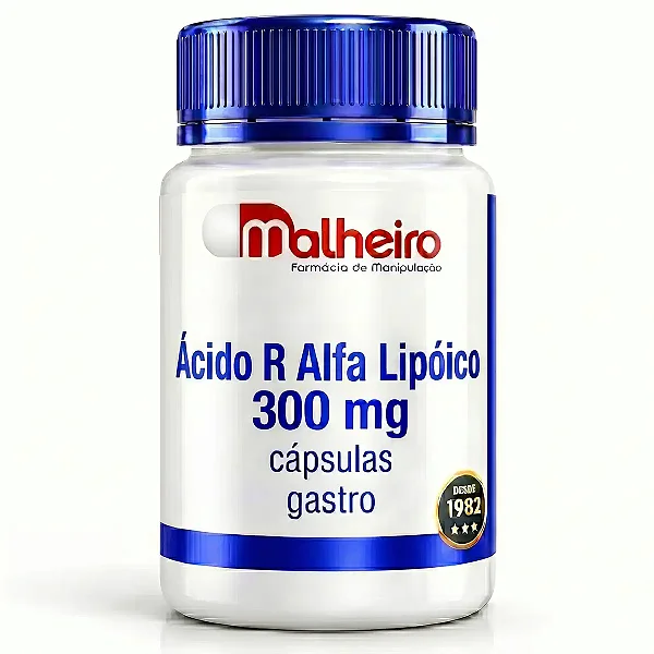Ácido R Alfa Lipóico 300 mg Cápsulas Gastro Resistentes – Potente Antioxidante Celular