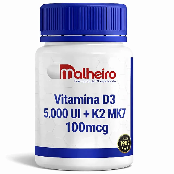 Vitamina D3 5.000 UI + K2 MK7 100mcg Cápsulas – Equilíbrio Essencial
