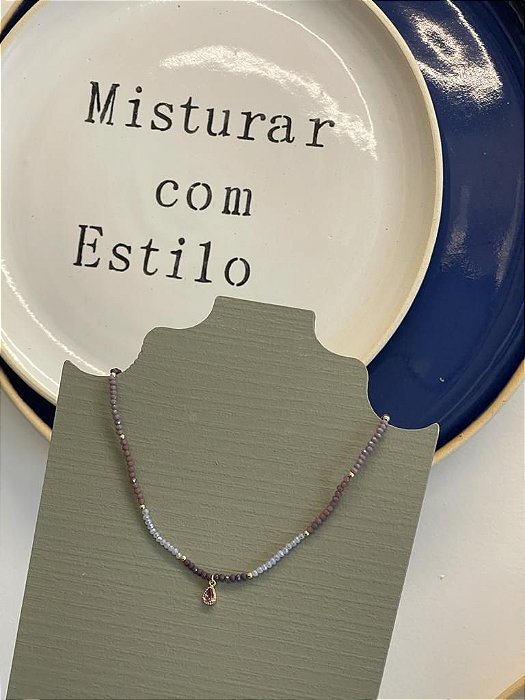 Choker Degrade Cristais com Pingente - Ametista