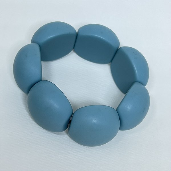 Bracelete de Bolas de Resina - Fosco - Azul Bebê