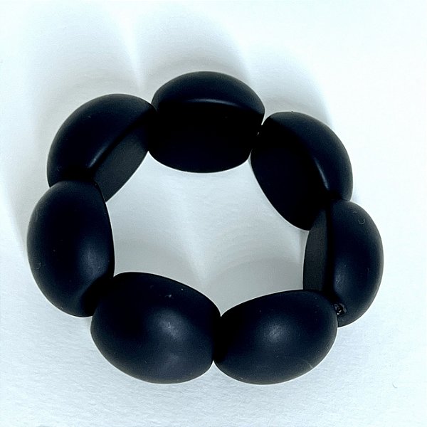 Bracelete de Bolas de Resina - Fosco - Preto