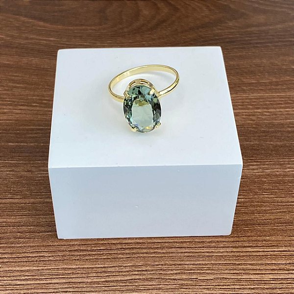 Anel Cristal Oval - Ametista Verde