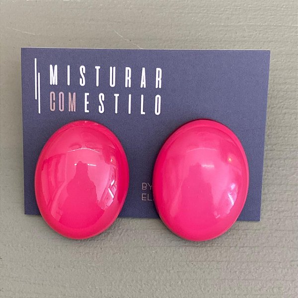 Brinco Oval - Vermelho com Pink Translúcido