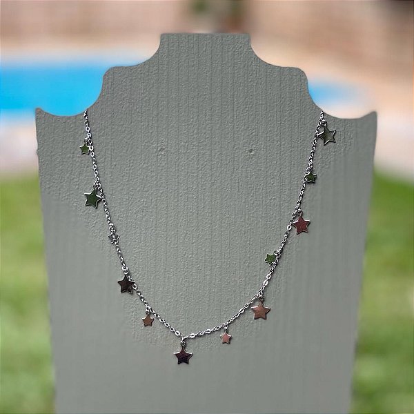 Colar Chocker Star - Ródio