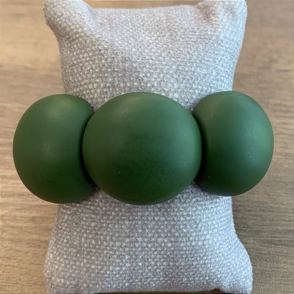 Bracelete de Bolas de Resina - Fosco - Verde Musgo