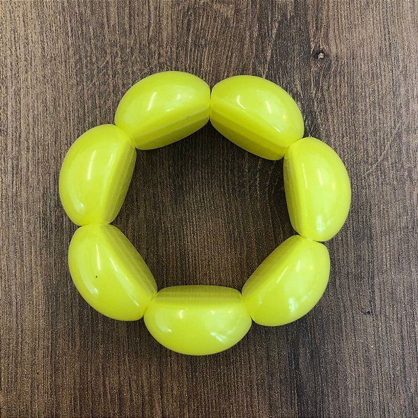 Bracelete de Bolas de Resina - Amarelo - Semitransparente