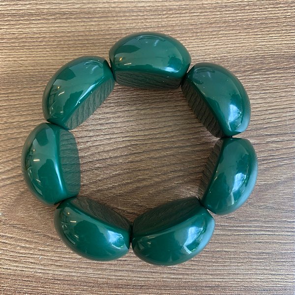 Bracelete de Bolas de Resina - Verde Musgo