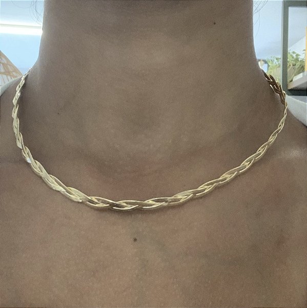 Choker Malha Trançada - dourado