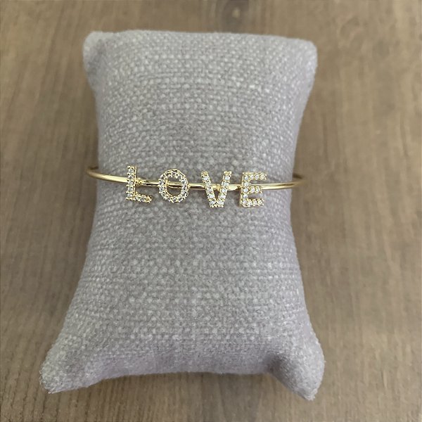 Bracelete Love Com Zircônia - Dourado