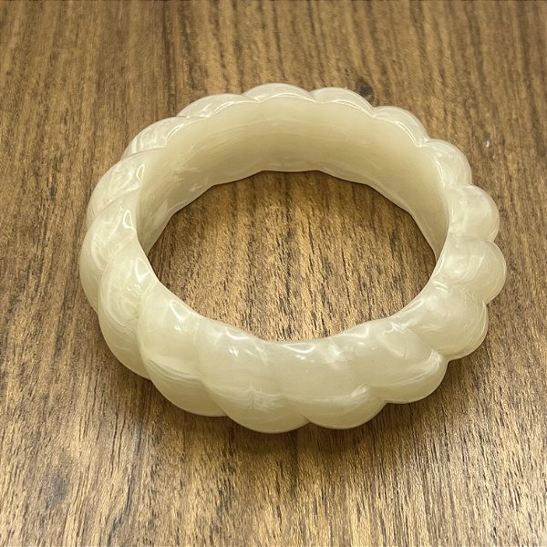 Bracelete Trançado de Resina - Marfim - Semitransparente
