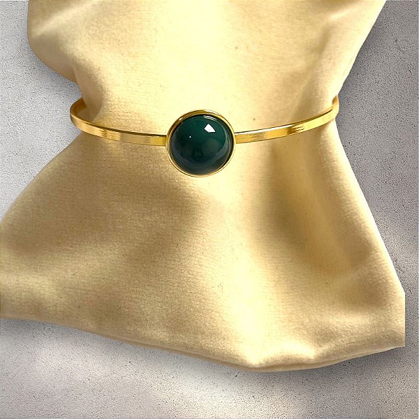 Bracelete Cora Solitário - Verde Musgo