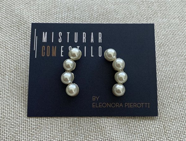 Brinco Ear Cuff Quatro Pérolas - Prateado