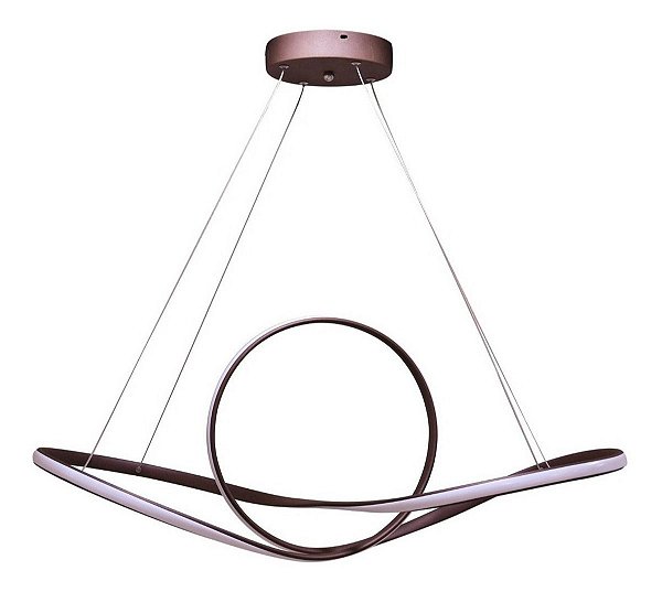 Lustre Led Pendente Design Ambiente Moderno Fita 48w Marrom