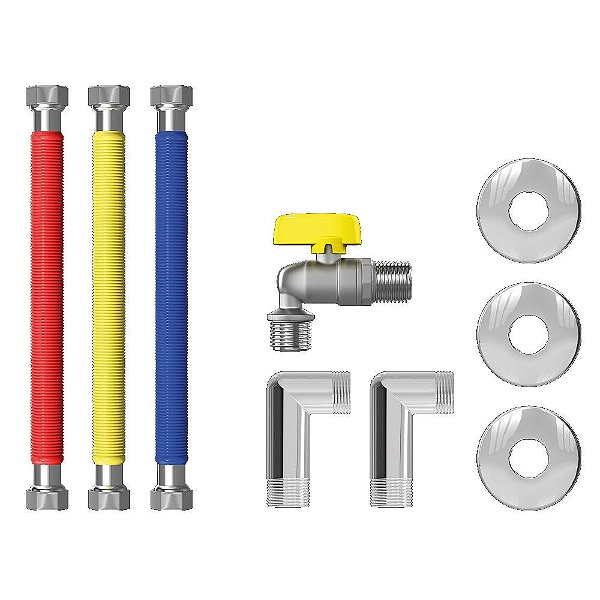 Kit Instalação Aquecedor Gás Flex Aço Inox Completo Censi